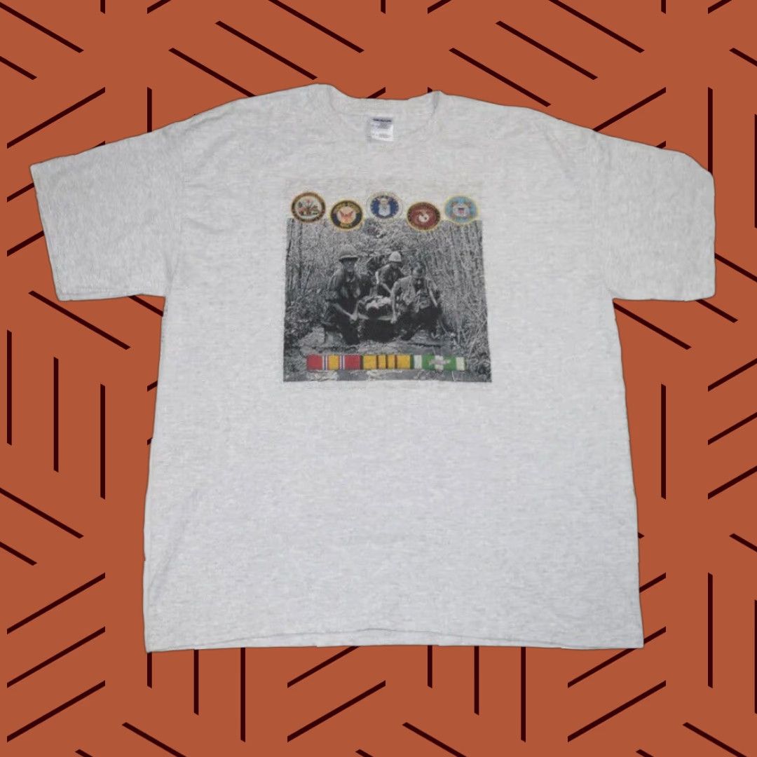 Gildan Vtg Vietnam Veterans Band Of Brothers Gildan T Shirt Men Xl Grey Graphic 60s 70s Military Us