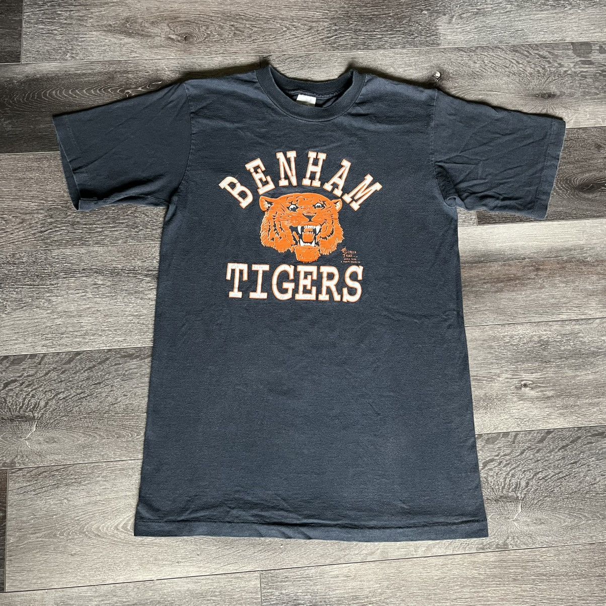 Vintage 1980s Benham Tigers High School Varsity Logo T Shirt Hoodie, Sweatshirt | FlexRushtees.com