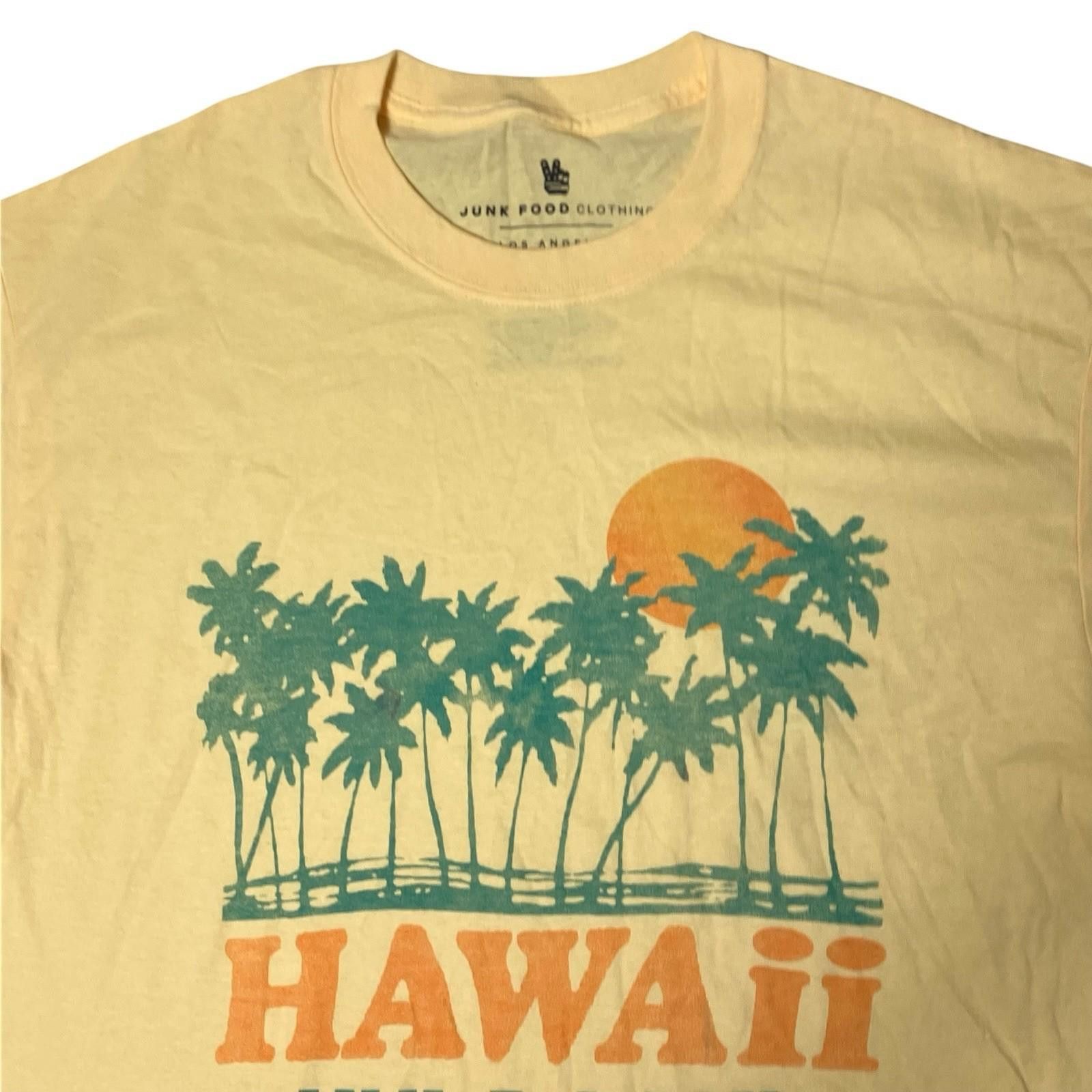Food Junk Food T Shirt Mens M Yellow Hawaii Tropical Hula Palm