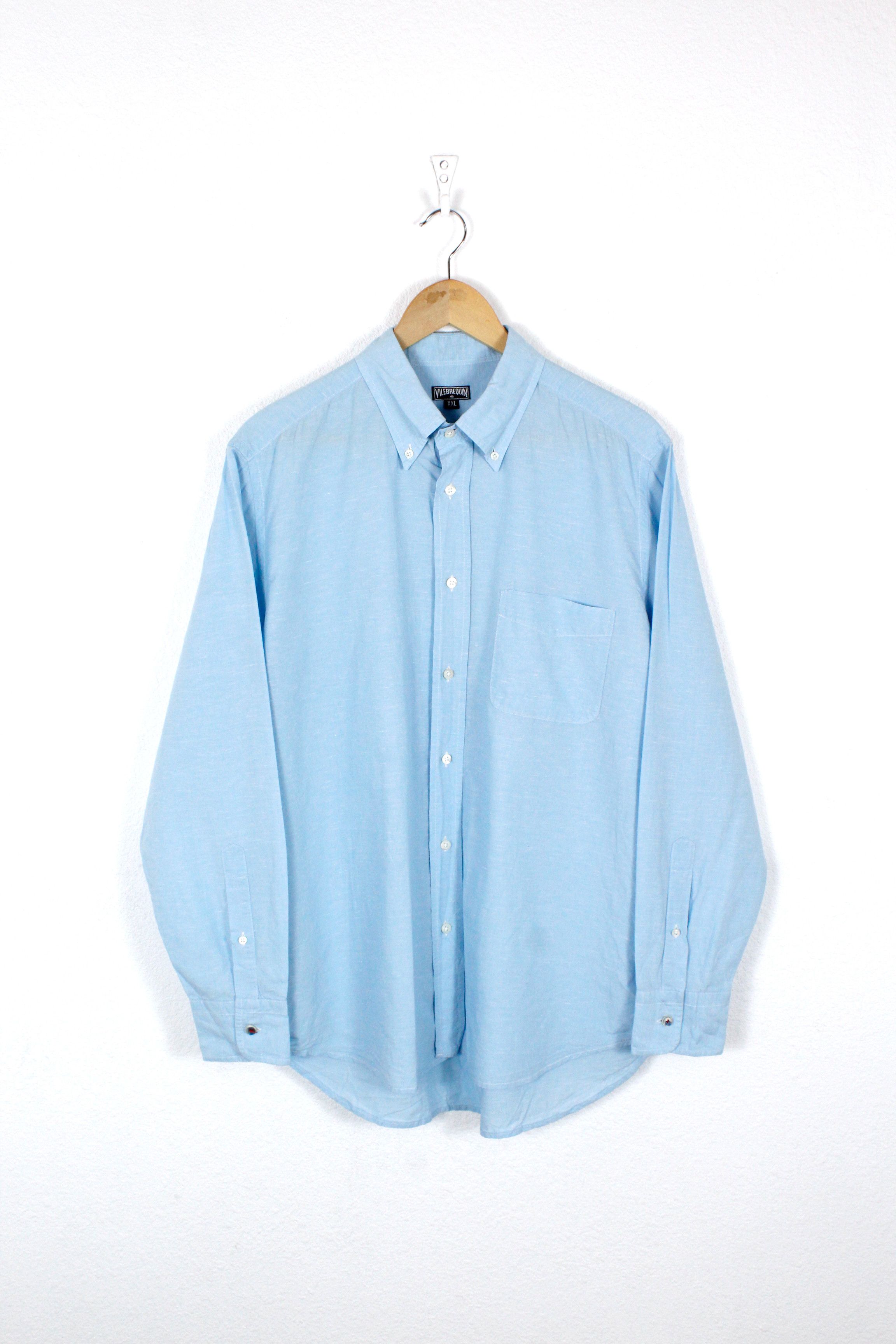 Vilebrequin Blue Cotton Linen Oxford Shirt Beach