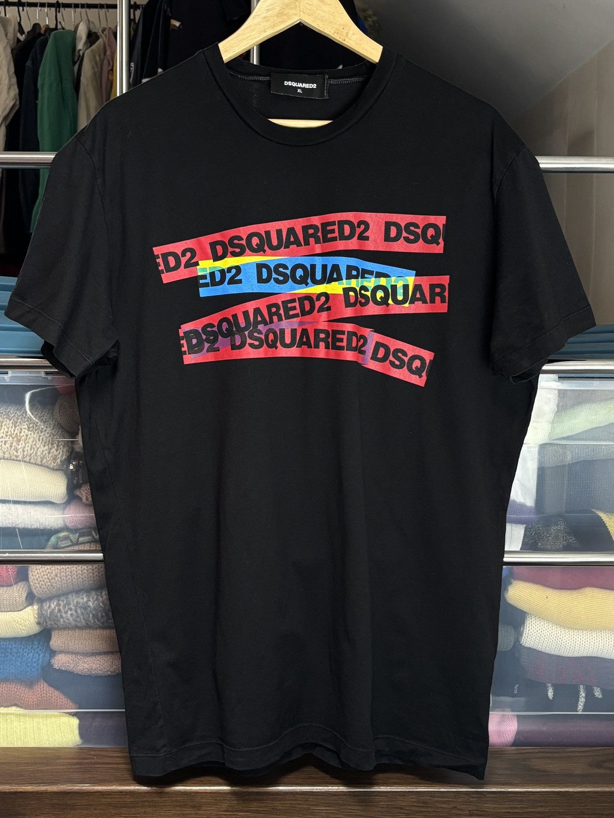 Designer Dsquared2 Tape Logo Designer T Shirt Hoodie, Sweatshirt | FlexRushtees.com