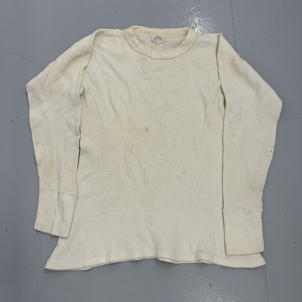 Other Vintage 60s Archdale Cream Cotton Long Sleeve Thermal Shirt
