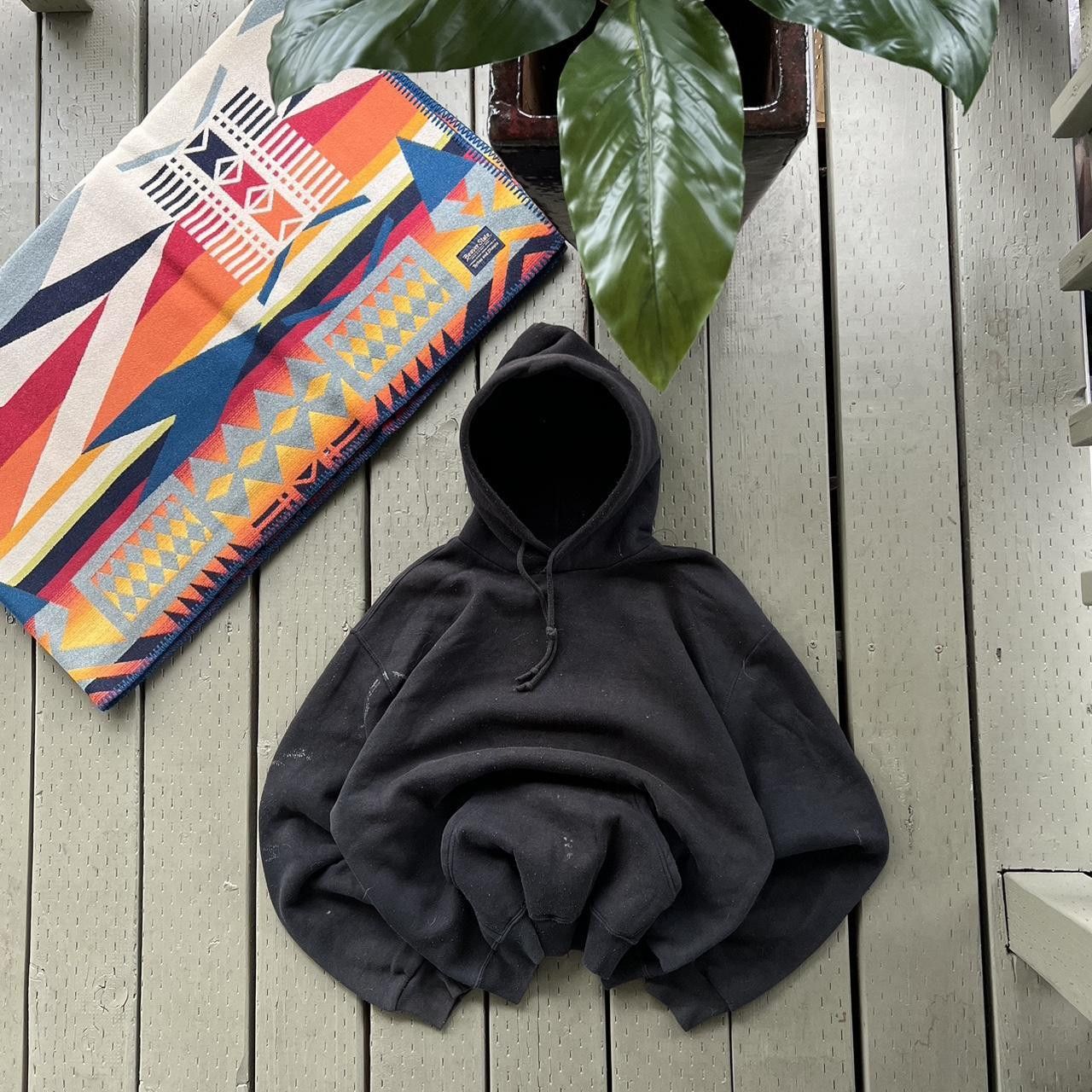 Russell Athletic Vintage 90s Black Russell Athletic Boxy Hoodie Sweatshirt