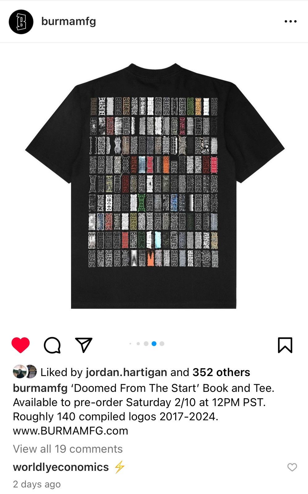 Burma High Neck Heavyweight Doomed From The Start Tee Logo History