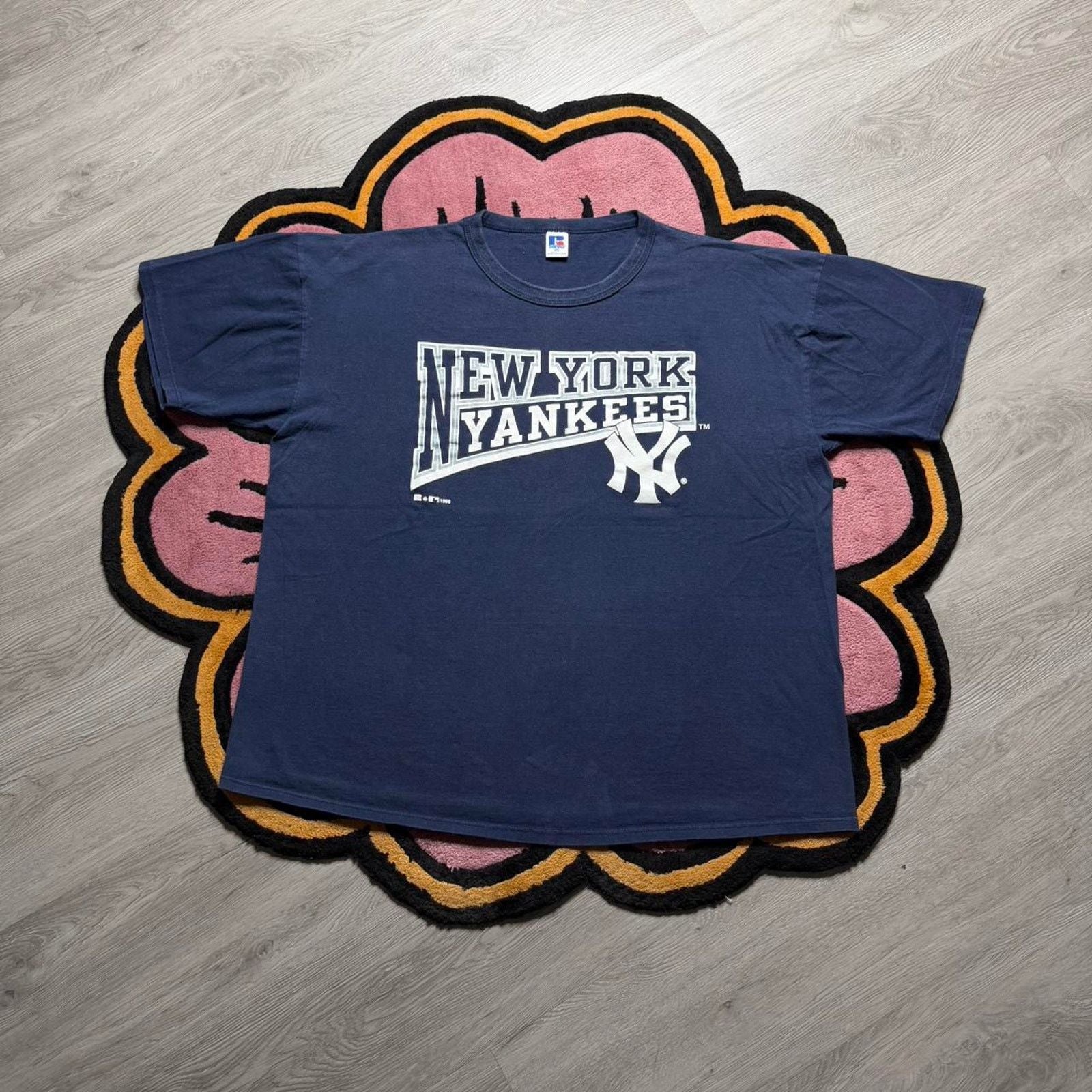 Russell Athletic X Vintage Vintage 90 S Russell Athletic New York Yankees Logo T Shirt