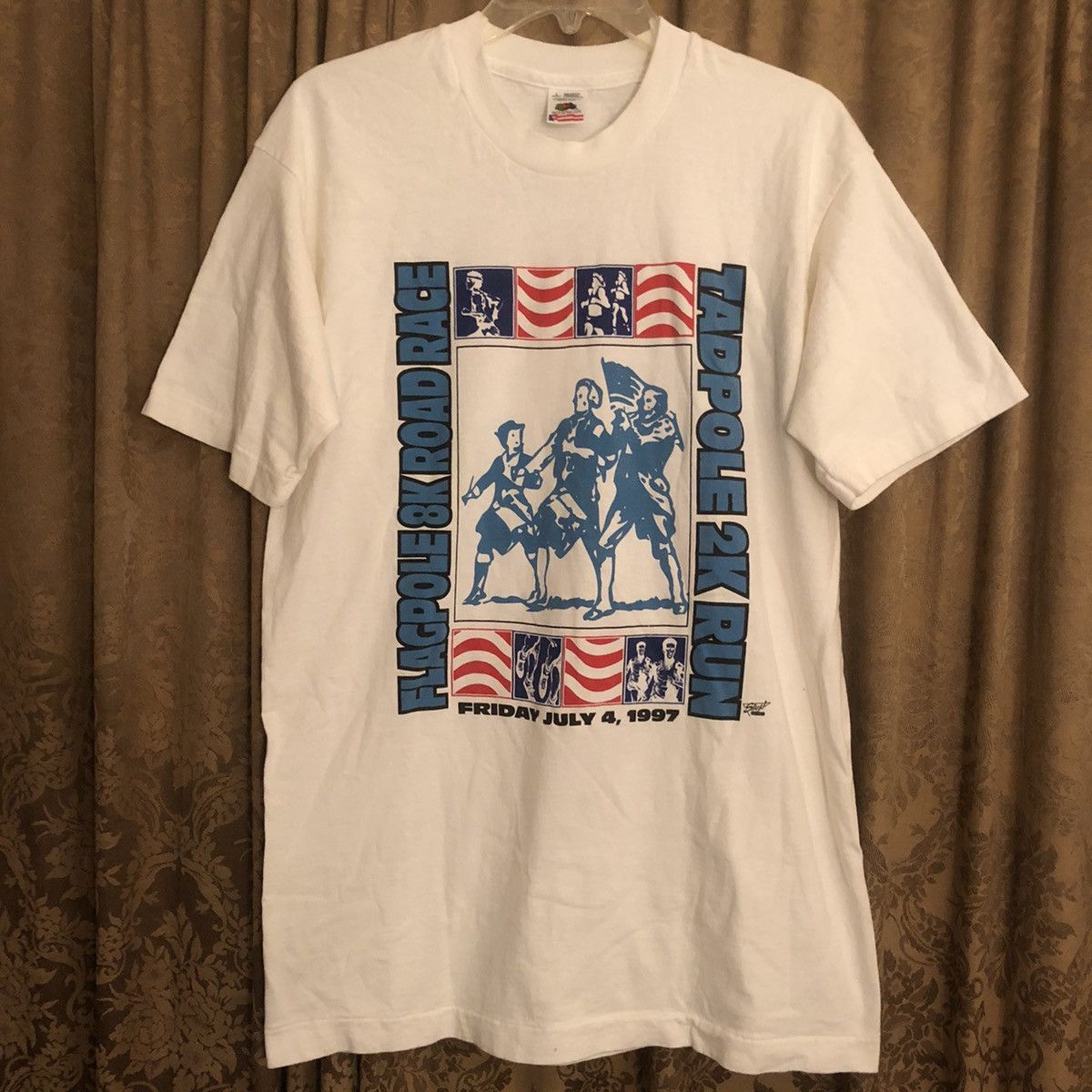 Vintage 1997 Fruit Of The Loom Flagpole Racing T Shirt L