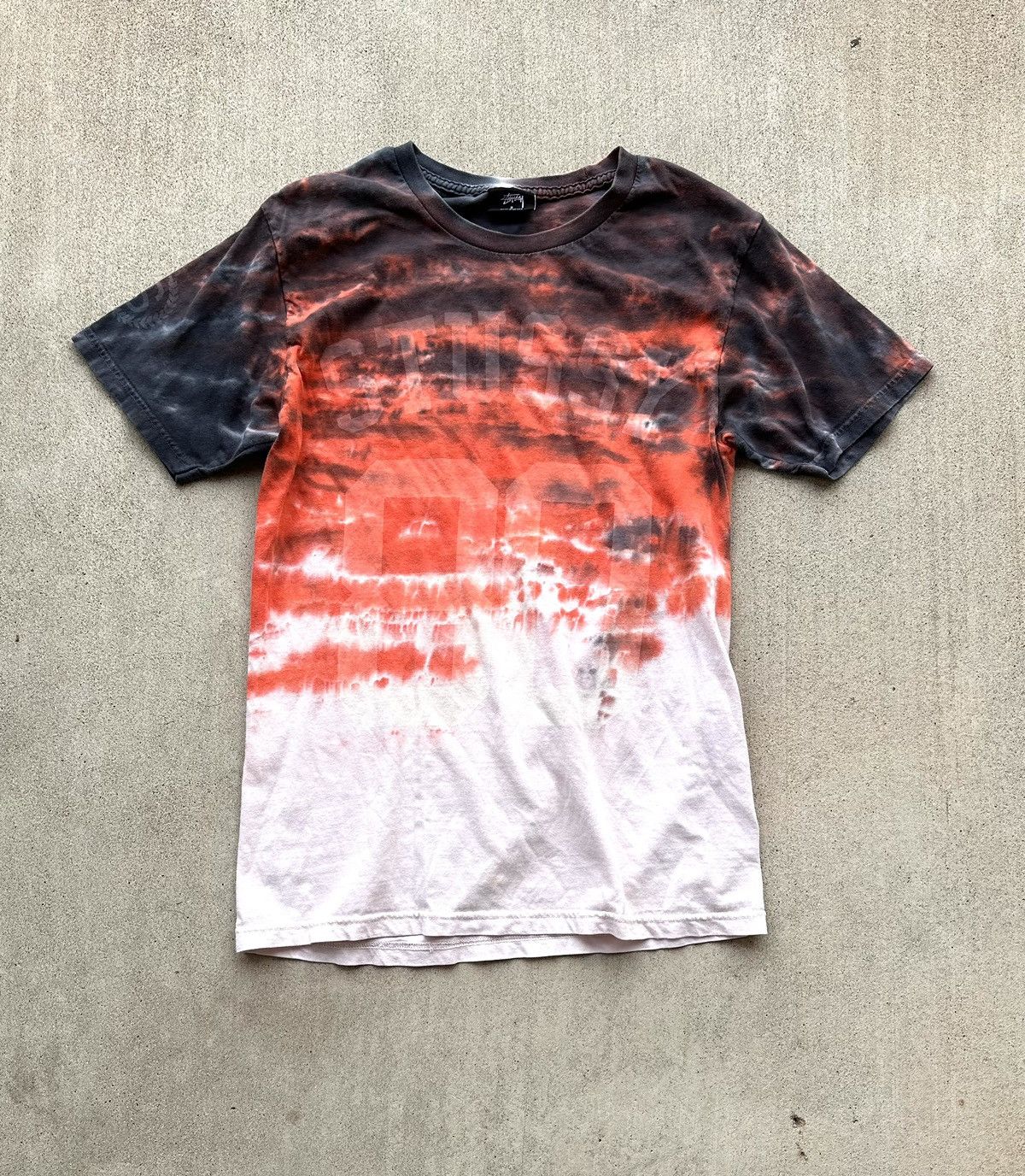 Vintage Stussy Tee Men Size Small Tye Dye 80 Spell Out Hoodie, Sweatshirt | FlexRushtees.com