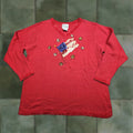 Factory Quacker Factory Sweater Womens 1x Red Patriotic Flag Sequin Stars Pullover Knit