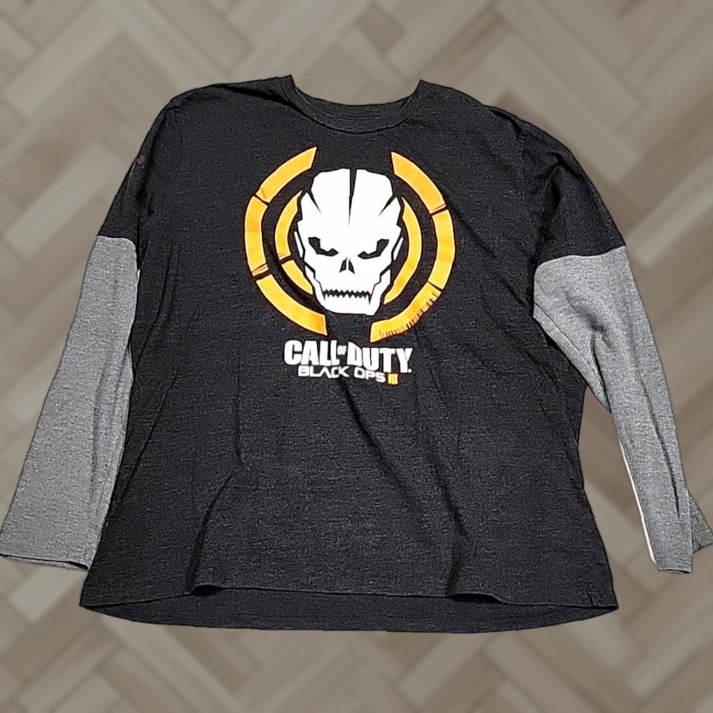 Vintage Call Of Duty Black Ops 3 T Shirt Men 2xl Black Thermal Sleeve Short Sleeve Crew Neck