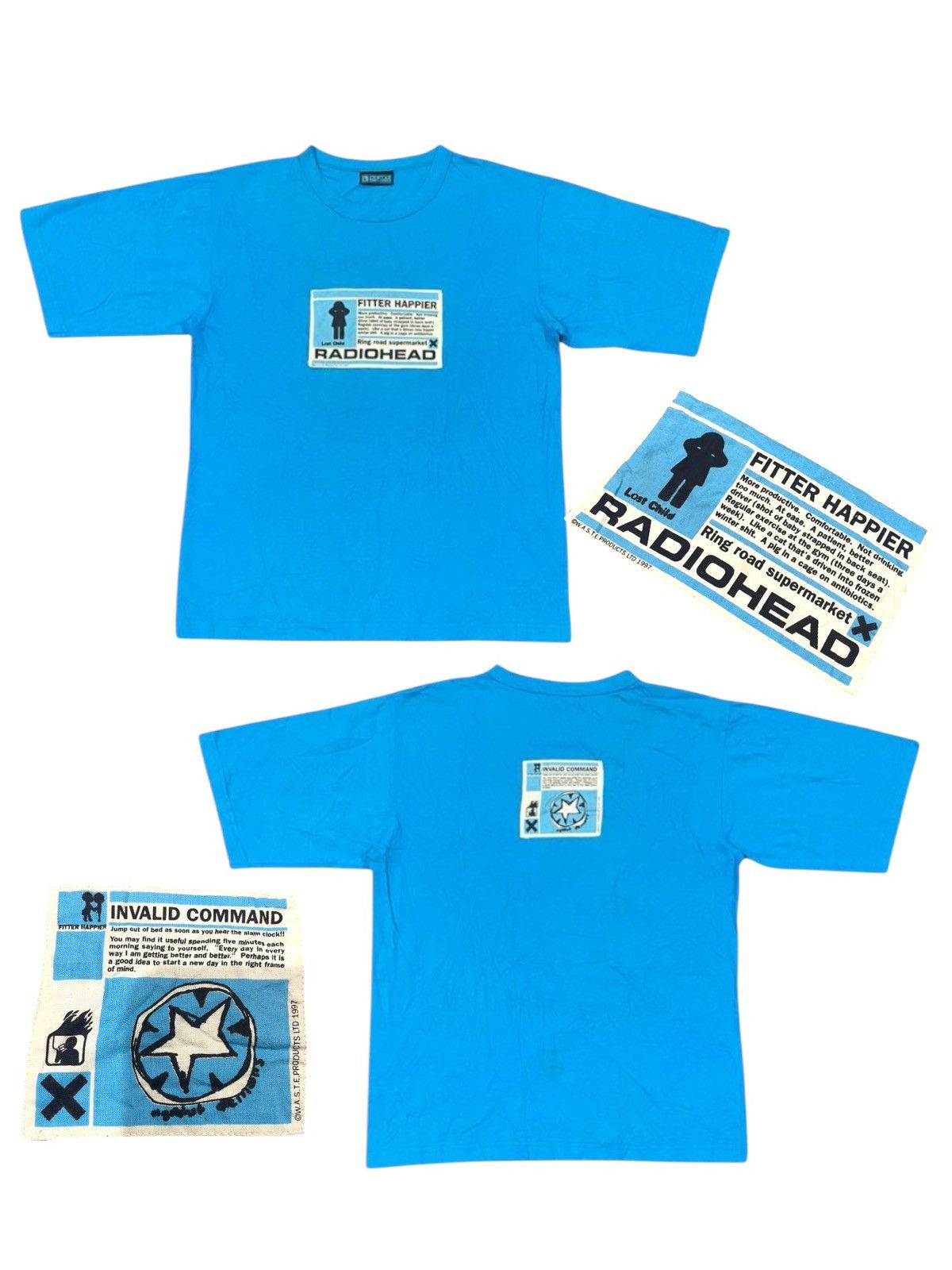 Vintage Vtg 1997 Radiohead Fitter Happier Band Tee Hoodie, Sweatshirt | FlexRushtees.com