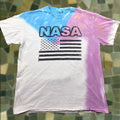 Nasa Buzzaldrin Shirt Mens Large White Red Blue Tie Dye Usa Space