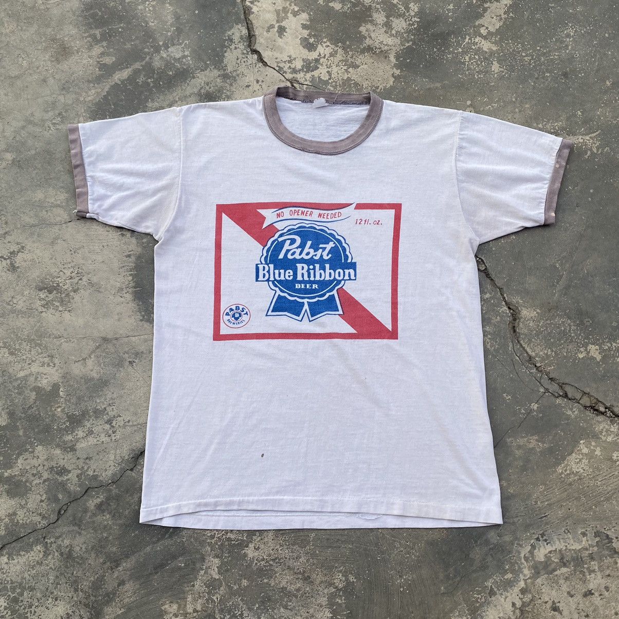 Vintage 1980s Pabst Blue Ribbon Beer Tee Hoodie, Sweatshirt | FlexRushtees.com