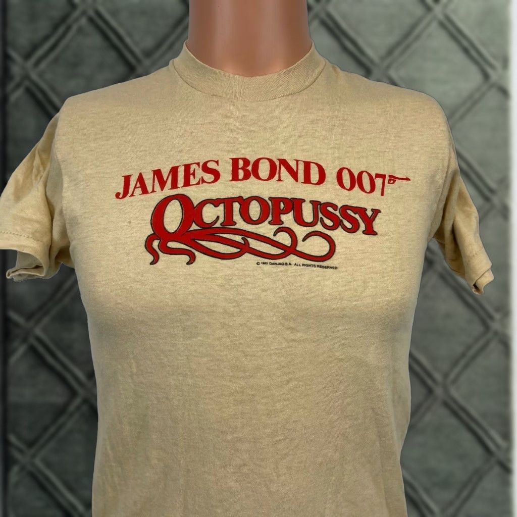 Vintage James Bond 007 Octopussy T Shirt Mens M Movie Promo 80s 1983 Made Usa Shirt Short Sl