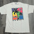 Hanes Vtg Hawaii Palm Tree 1991 Neon Tropical Beach Ocean T Shirt