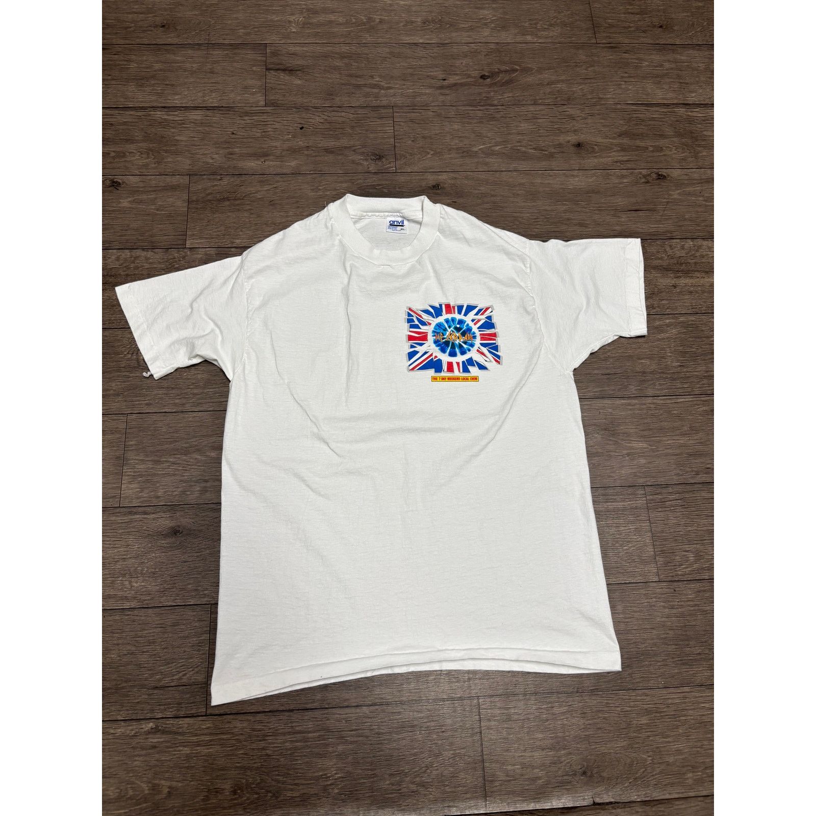 Vintage Def Leppard 7 Day Weekend Local Crew Tee 90s Sz Xl