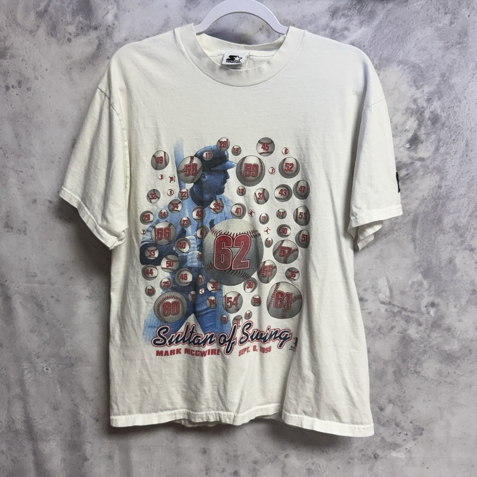 Starter Vintage 90s Mark Mcgwire Starter T Shirt Mens Large 21x27