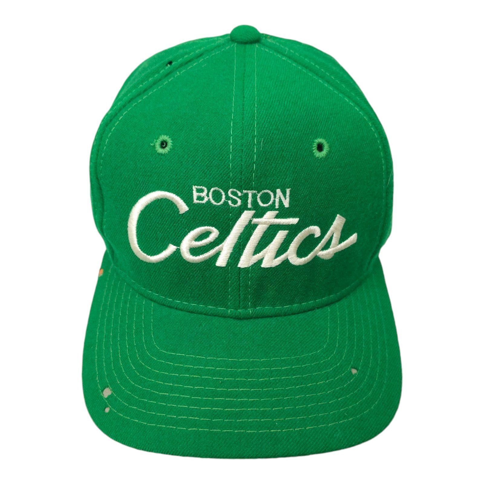 Sports Specialties Boston Celtics Script Cap Vtg 90s Read Moth Holes Snapback T-Shirts, Hoodie, Sweatshirt