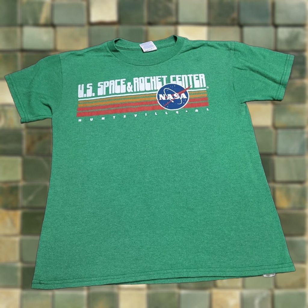 Delta Vintage Nasa Kids T Shirt Short Sleeve Green Space Astronaut Huntsville Alabama Youth Small