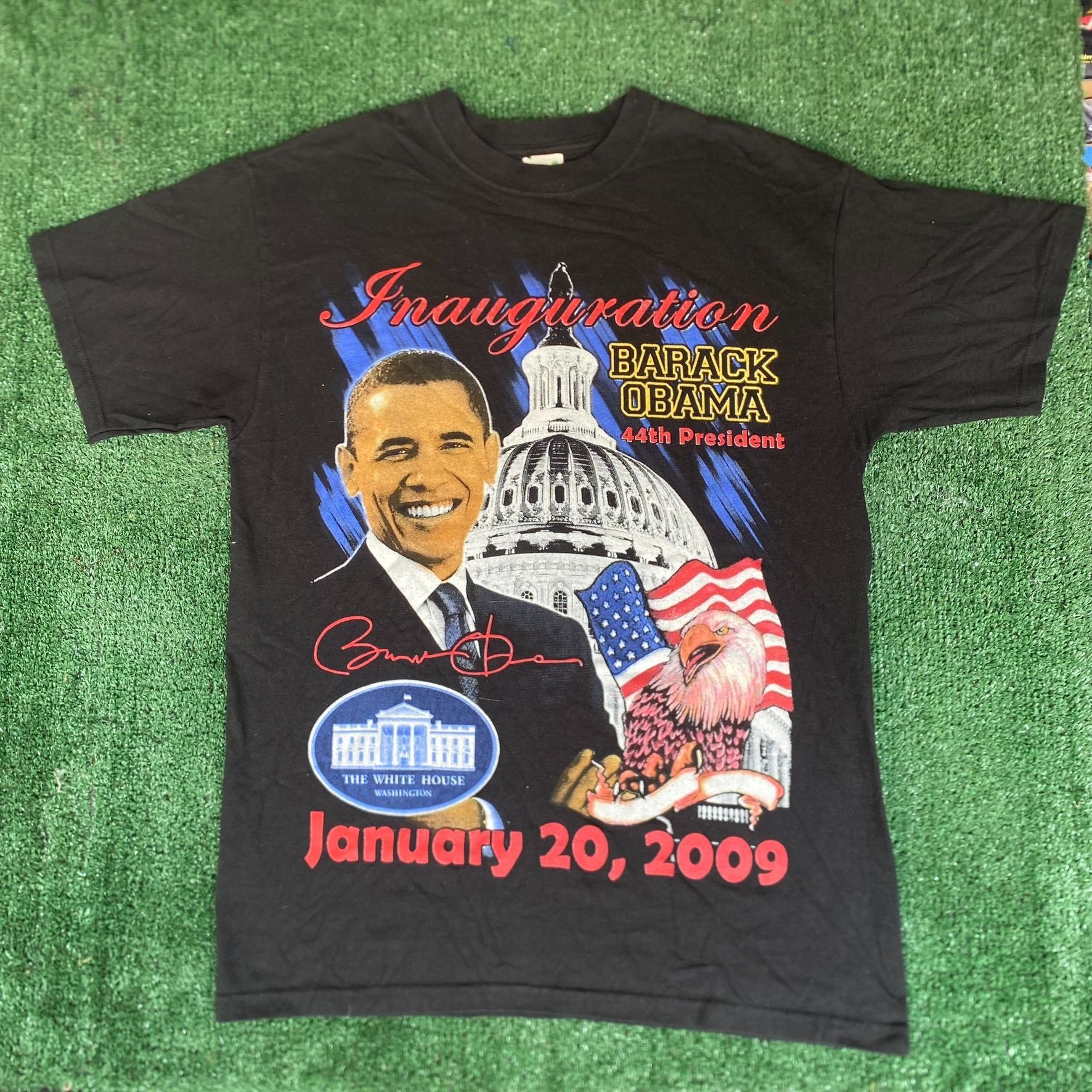 Vintage Y2k Barack Obama Shirt Inauguration Usa President Te