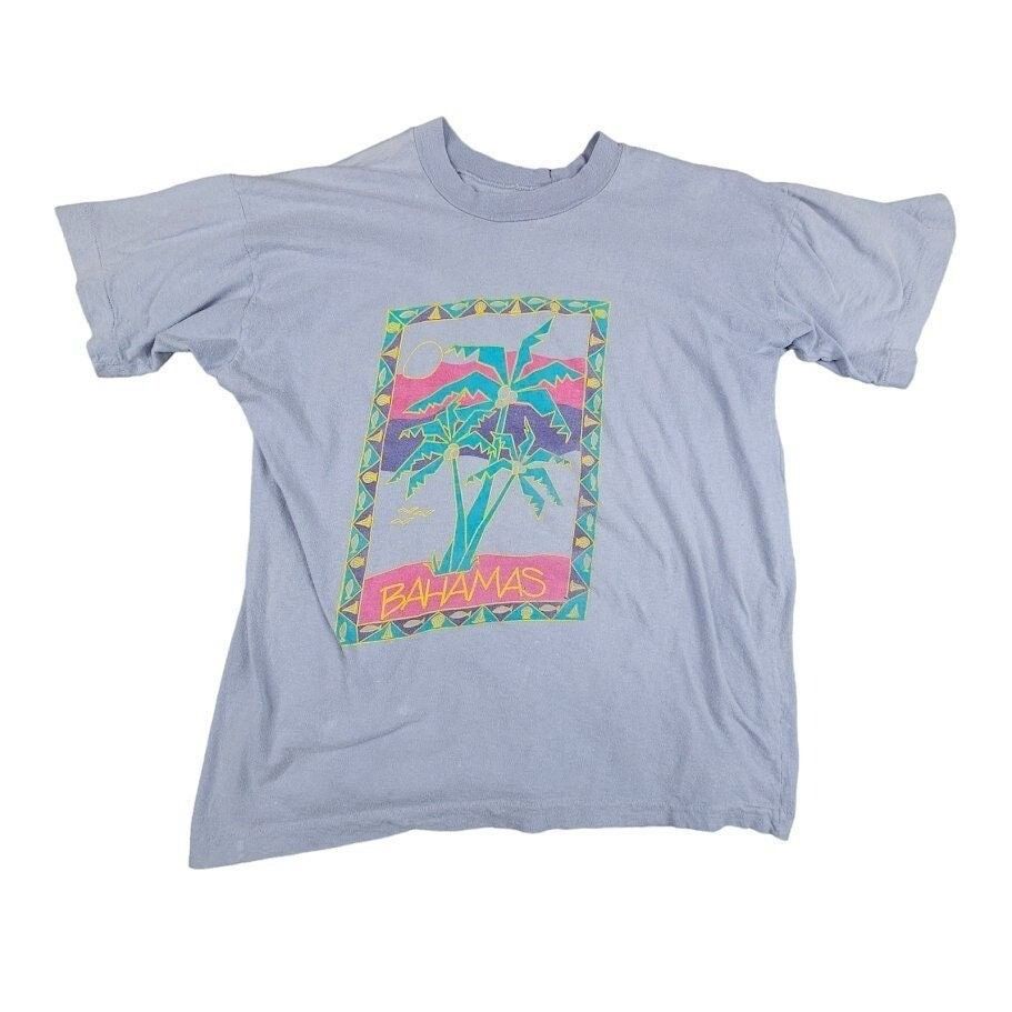 Vintage Bahamas T Shirt Mens Size Medium 80s Tropical Travel