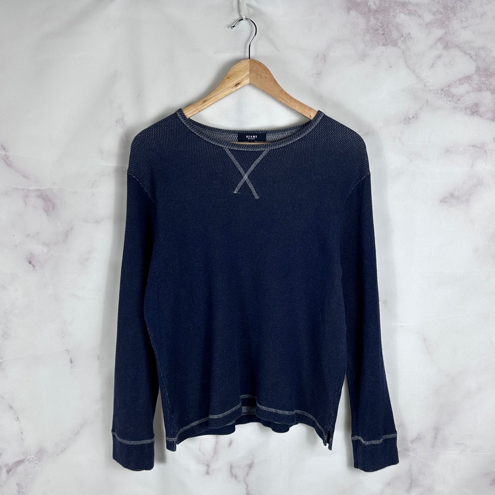 Beams Plus Navy Blue Crewneck Sweatshirt T-Shirts, Hoodie | FlexRushtees.com