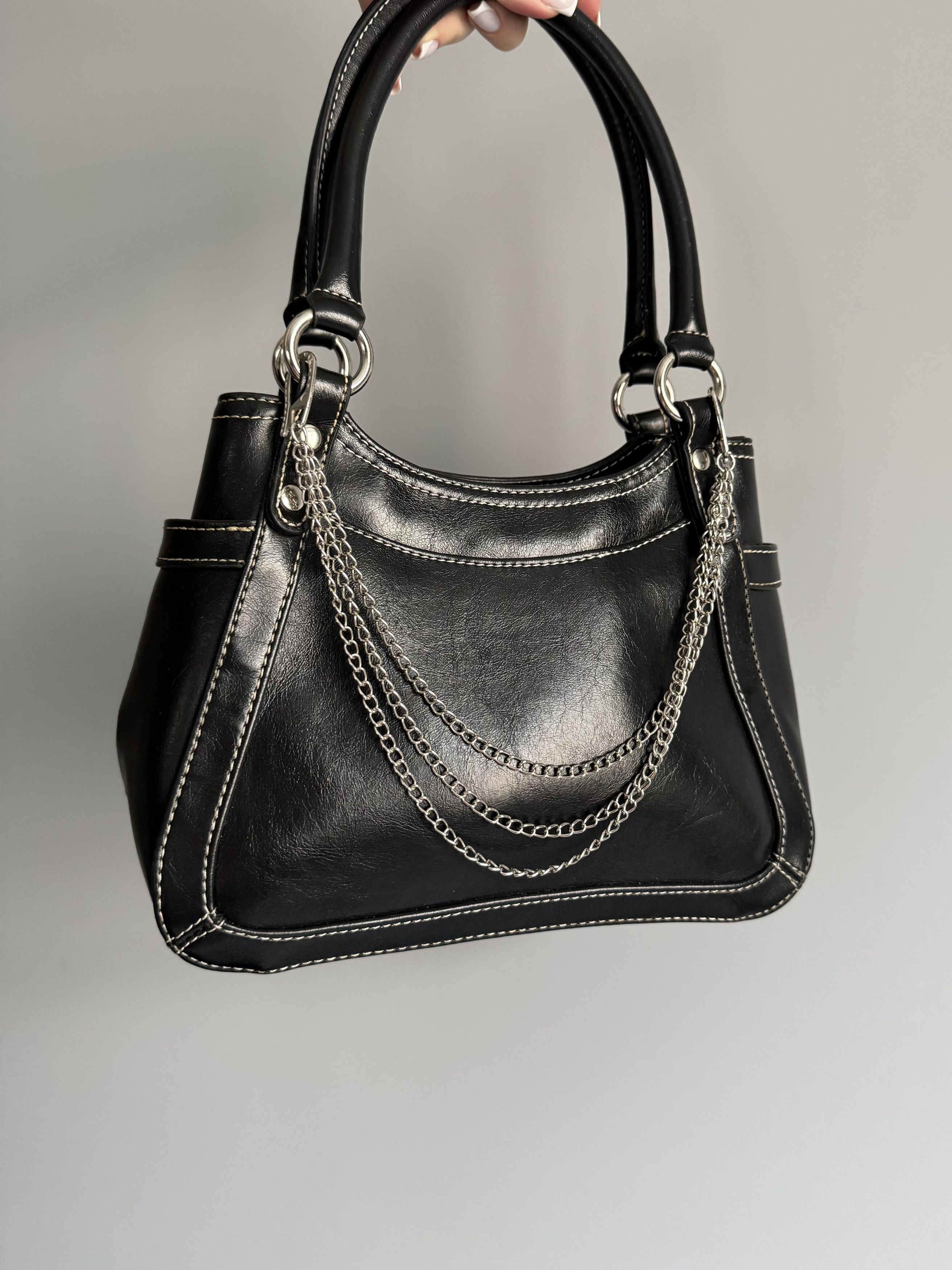 Japanese Brand Vintage Shoulder Bag With Metal Chain Y2k Avant Garde