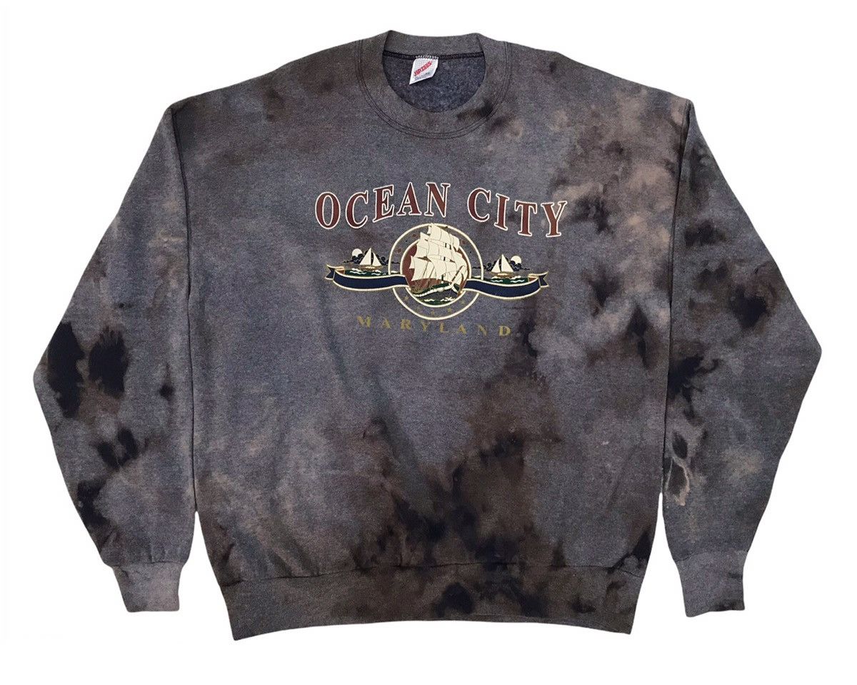Vintage Ocean City Maryland Tag Jerzees Sweatshirt Bleached