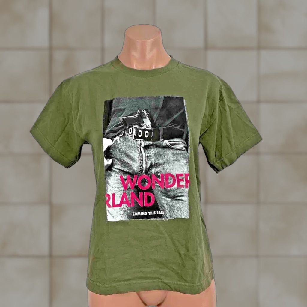 Vintage Wonderland Movie Promo T Shirt Men S L Green 2003 Alstyle Graphic Tee Crew Neck Shor Hoodie, Sweatshirt
