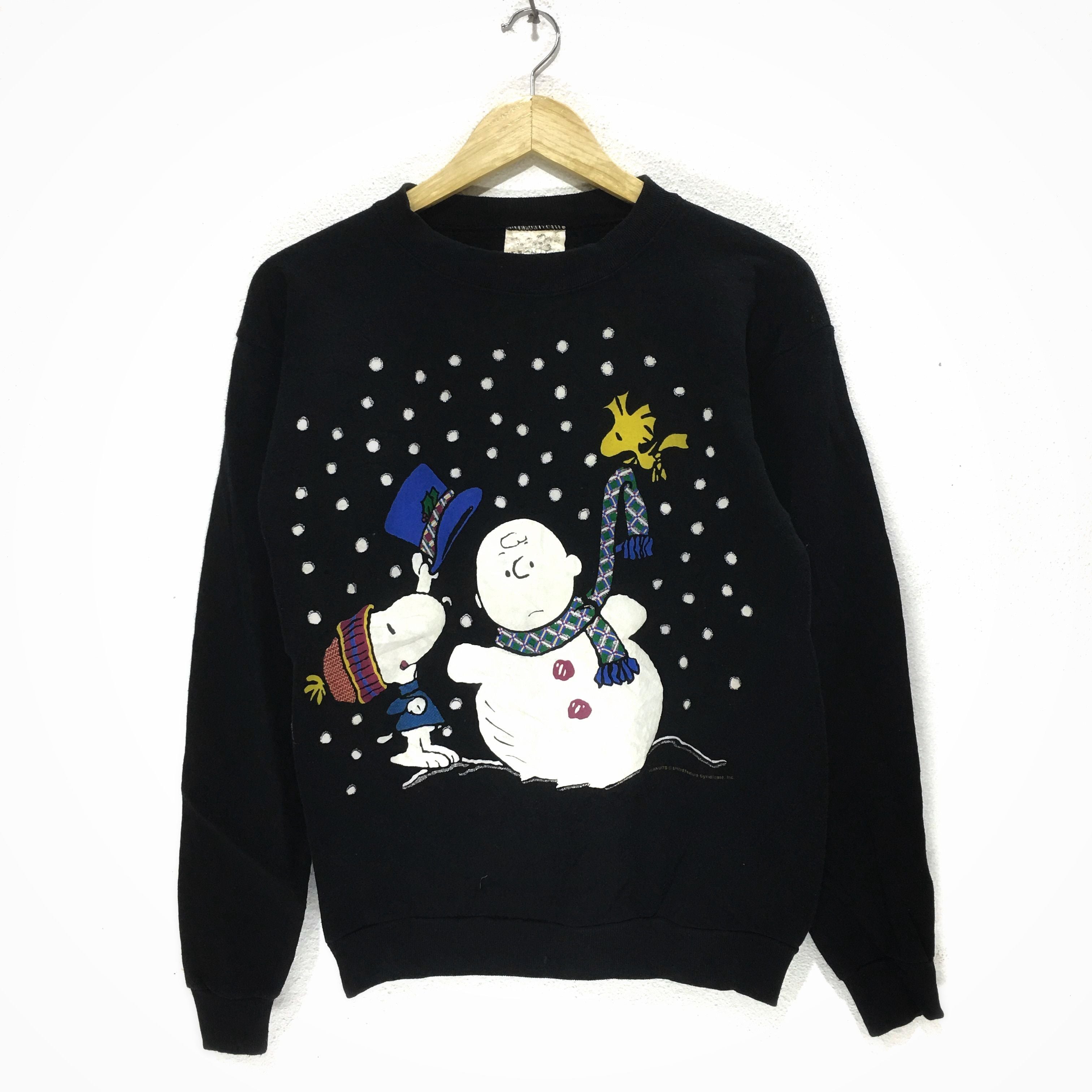 Vintage Peanuts Winter Snowman Logo Crewneck Sweatshirt Usa T-Shirts, Hoodie | FlexRushtees.com