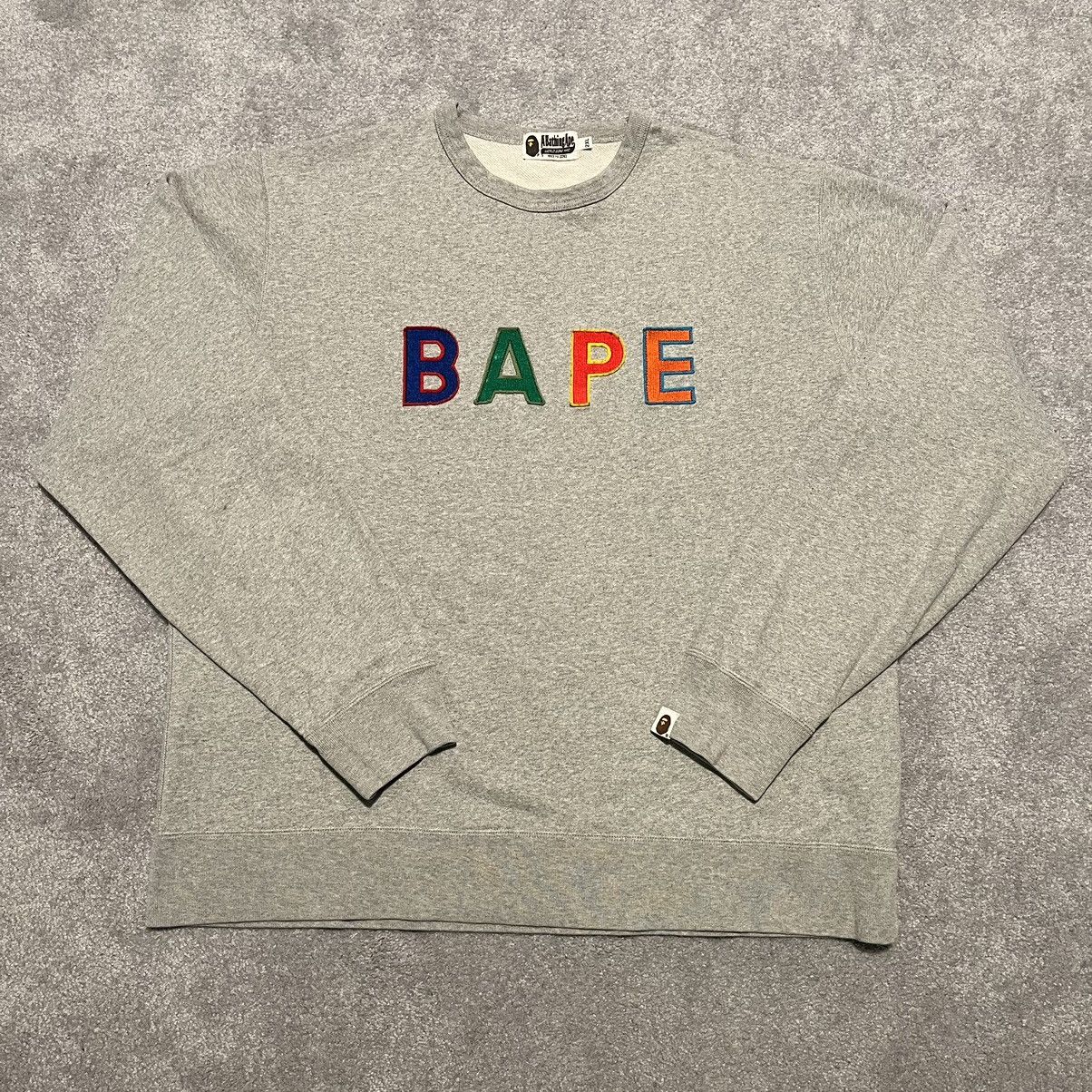 Bape A Bathing Ape Bape Lettered Wide Logo Crewneck Sweatshirt T-Shirts, Hoodie | FlexRushtees.com