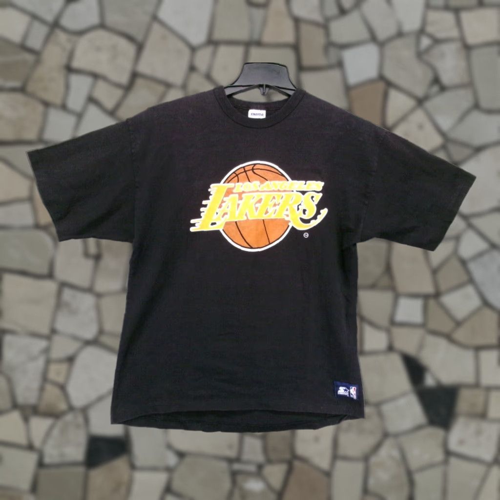 Vintage Starter Los Angeles Lakers Short Sleeve T Shirt Mens Xl Black 80s
