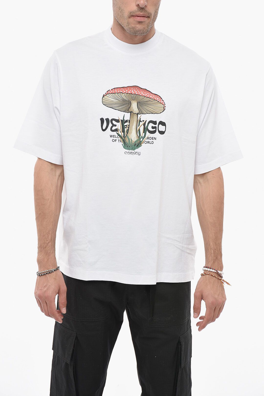 Marcelo Burlon Og1mm0424 Oversized Vertigo Mushroom T Shirt In White