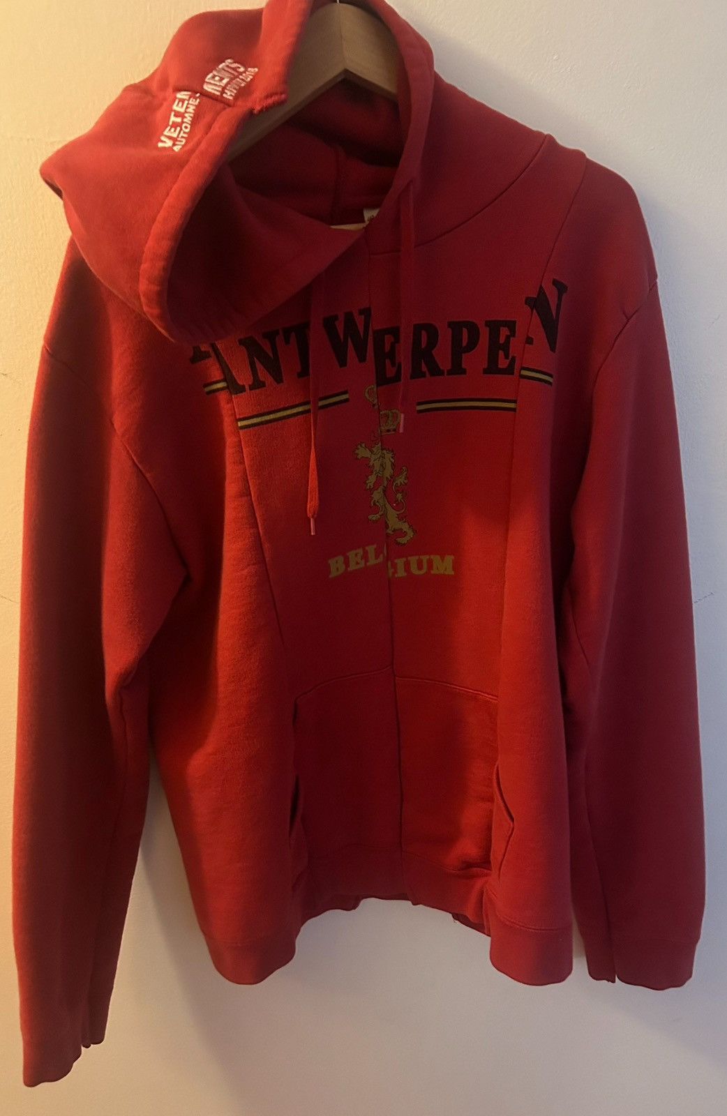 Vetements Red Antwerpen Cut Up Hoodie T-Shirts, Sweatshirt | FlexRushtees.com