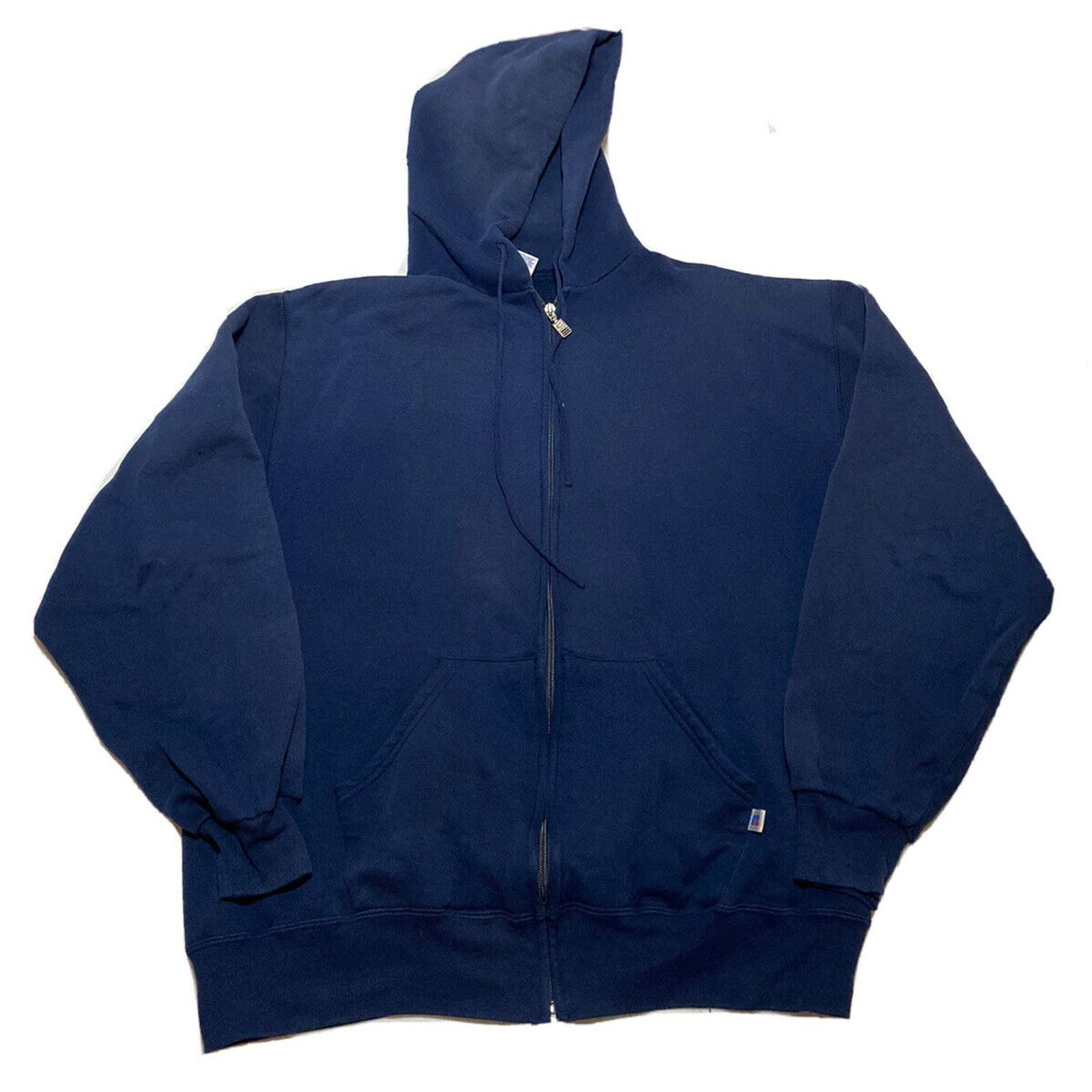 Athletic Vintage Russell Made In Usa Hoodie 90 S Size L Navy H8