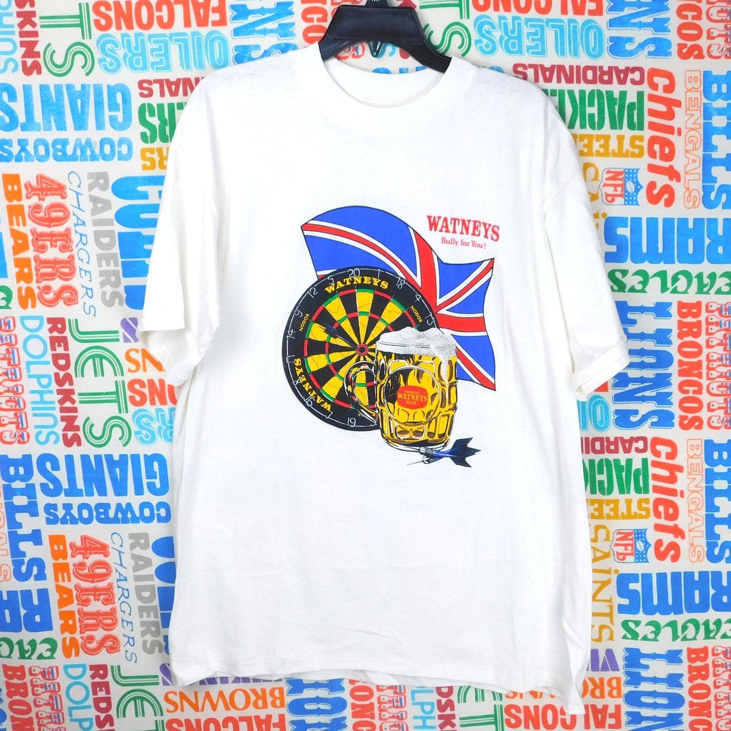 Hanes 90s Watneys Beer T Shirt Size Xl Dartboard Flag Graphic Hoodie, Sweatshirt | FlexRushtees.com