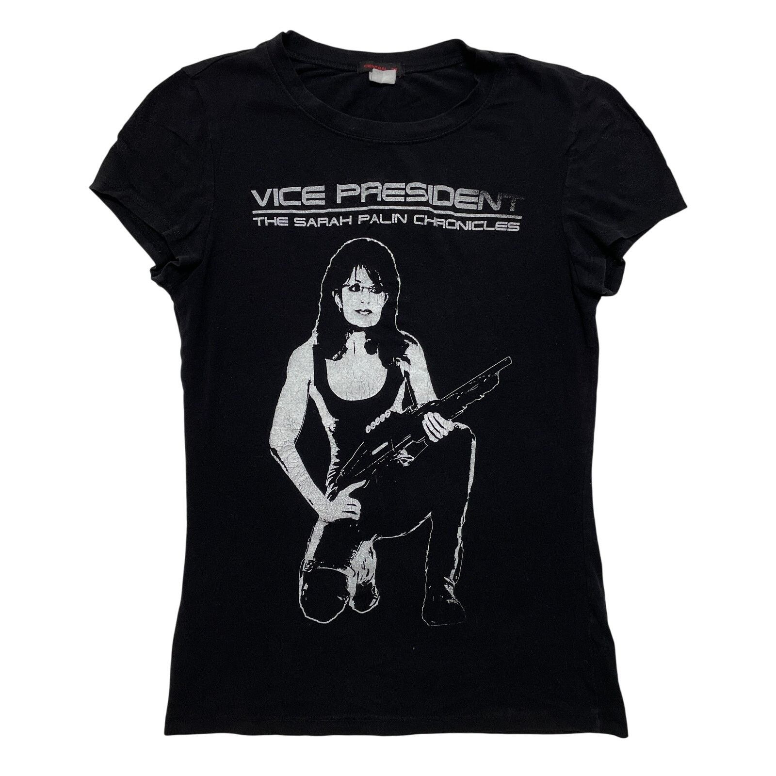 Vintage Y2k 00 S Sarah Palin Chronicles Terminator Black Baby Tee S