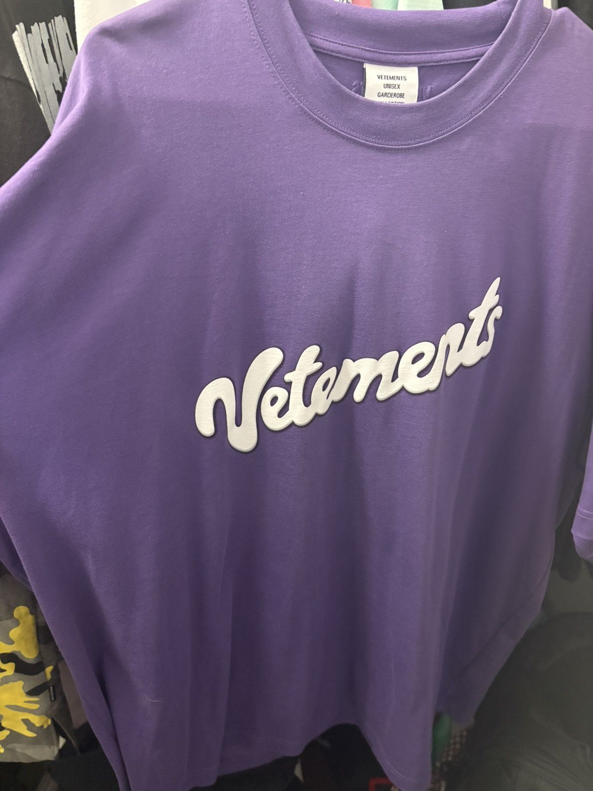 Purple Vetements Cursive Logo Tee Hoodie, Sweatshirt | FlexRushtees.com