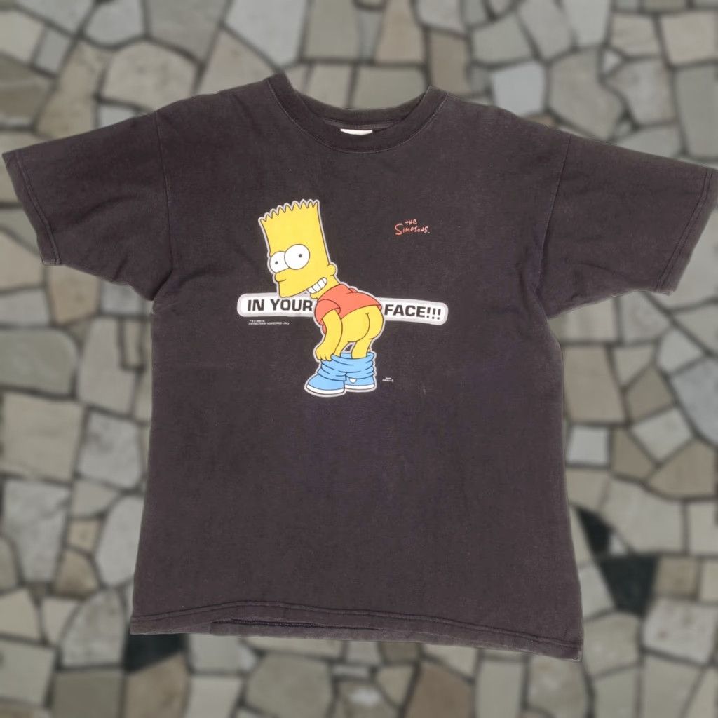 Vintage The Simpsons Bart In Your Face Tee Shirt 1999 Size Medium Unisex Black 100 Cotton Gr Hoodie, Sweatshirt
