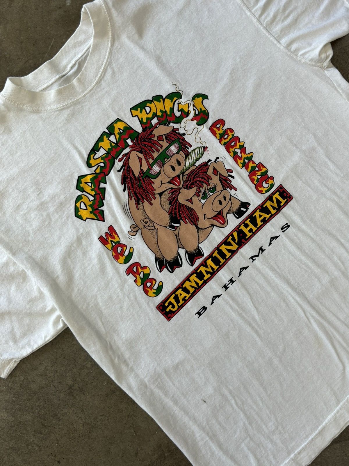 Vintage Rasta Love Pigs Bahama Porking Tee Large Hoodie, Sweatshirt | FlexRushtees.com