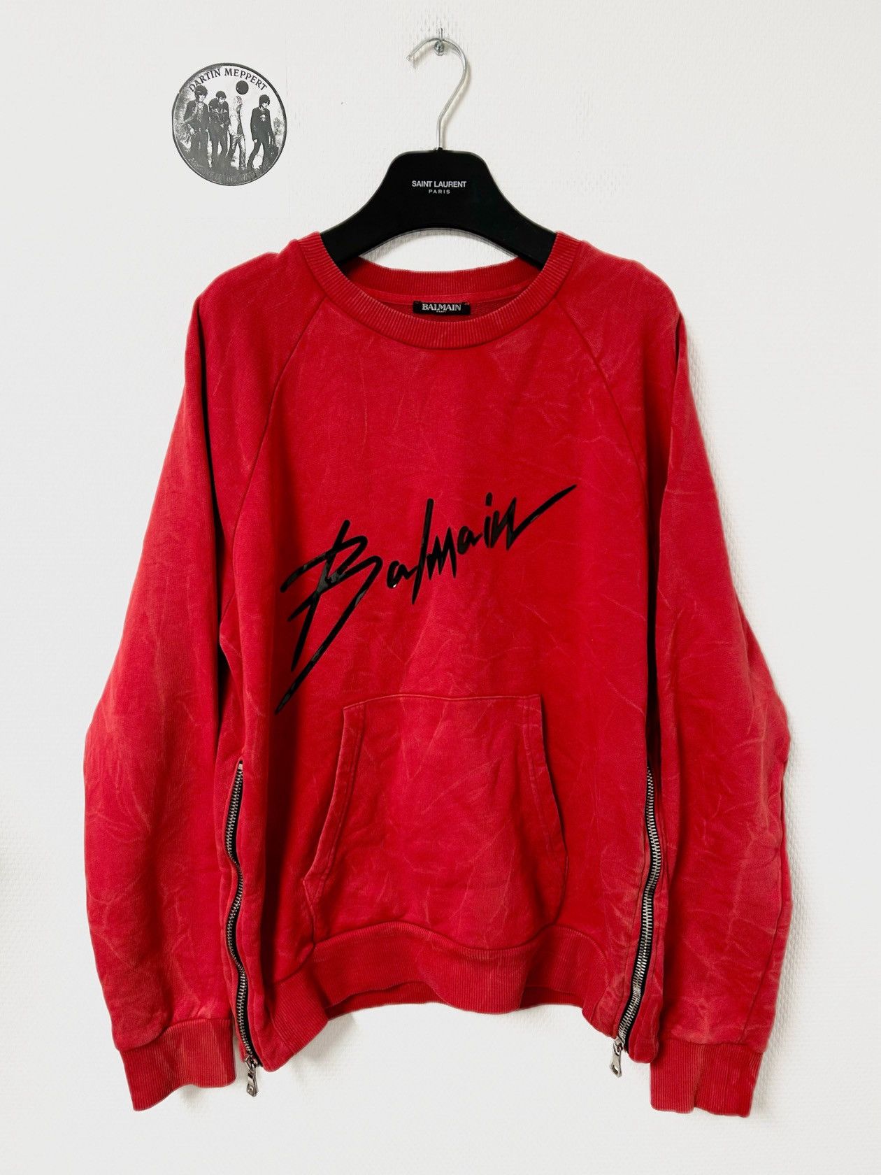 Balmain 2013 Signature Logo Side Zip Crewneck Sweatshirt T-Shirts, Hoodie | FlexRushtees.com