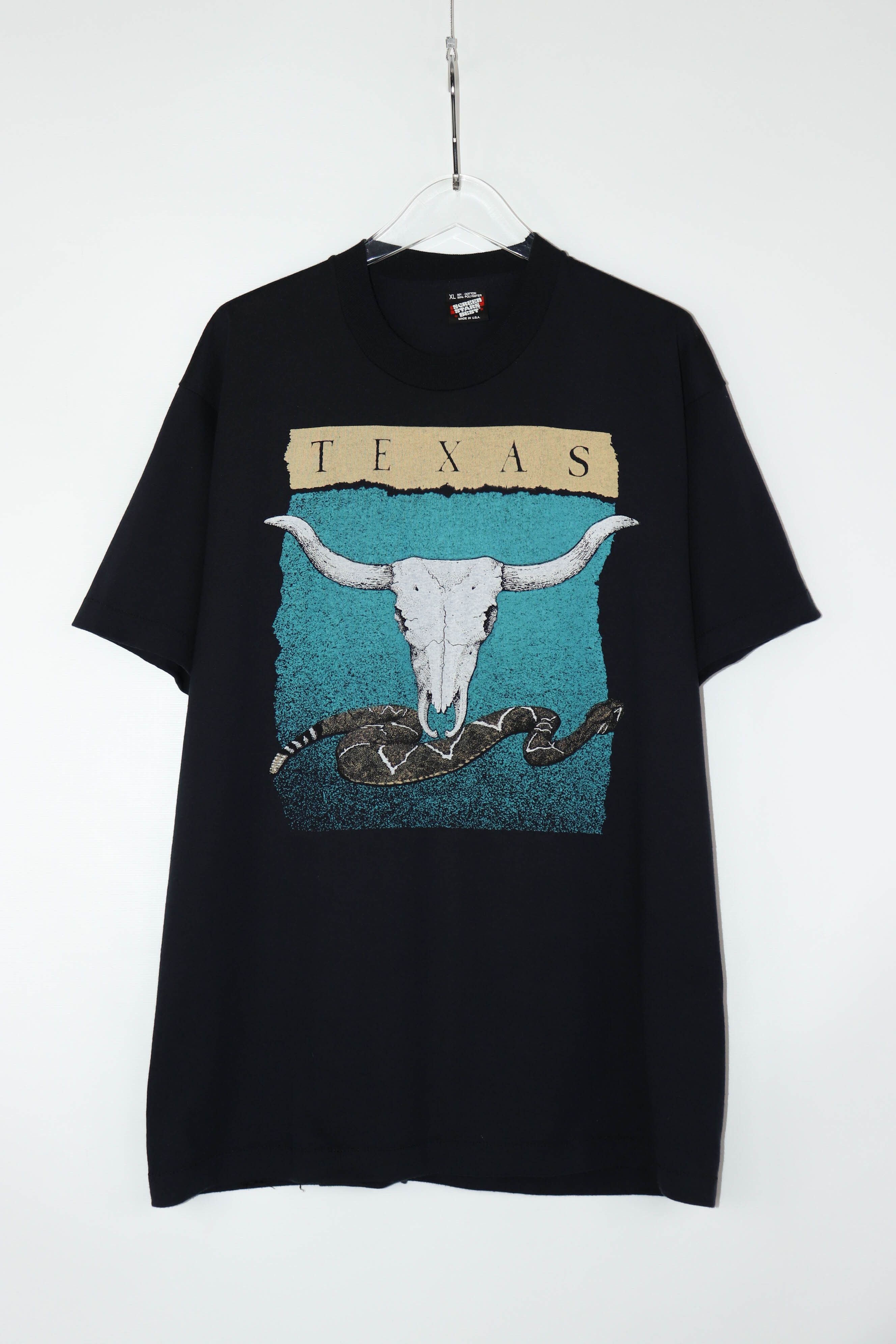 Texas Vintage 90s Screen Stars Snake Graphics Black T Shirt