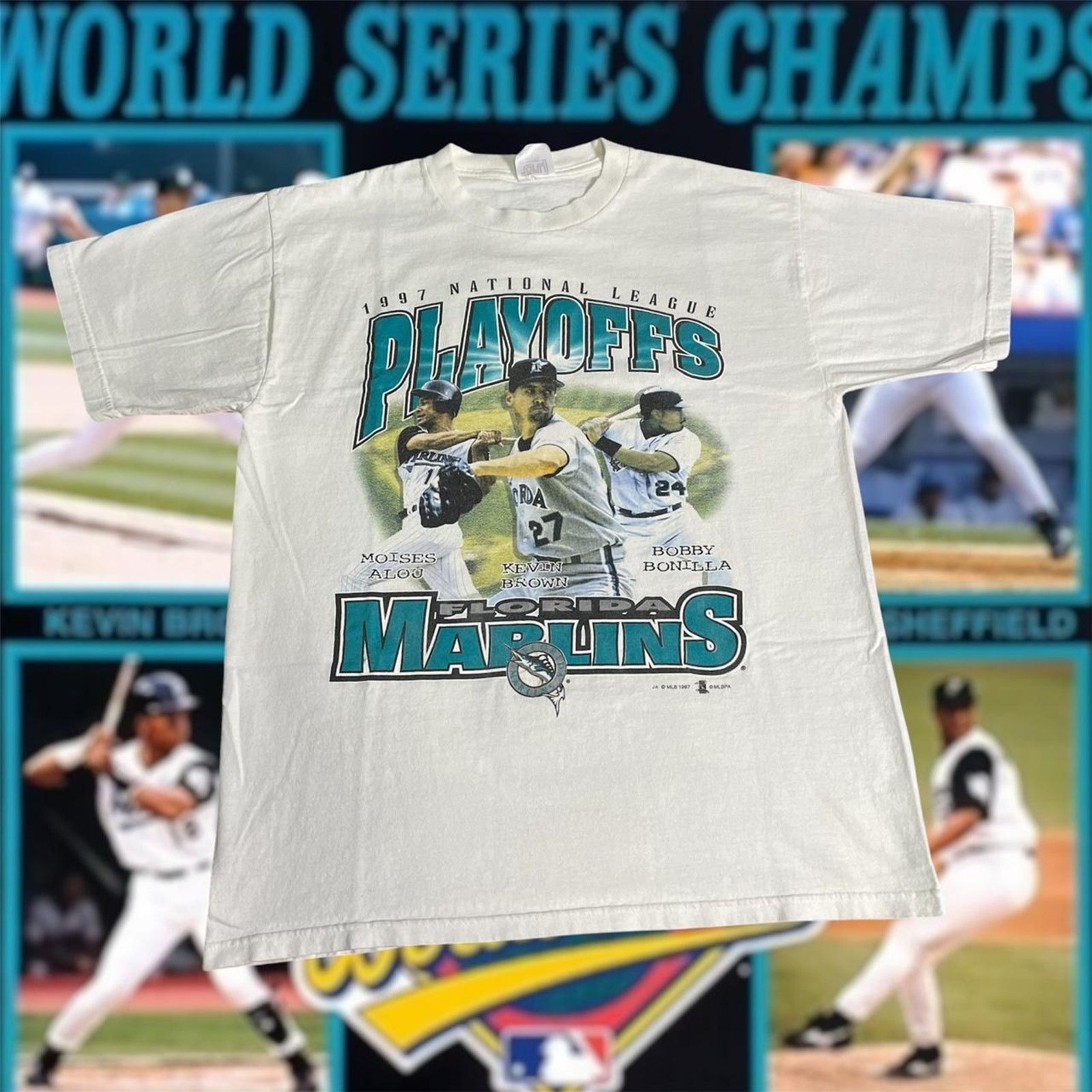 Vintage 1997 Mlb Florida Marlins World Series Baseball Tee Hoodie, Sweatshirt | FlexRushtees.com