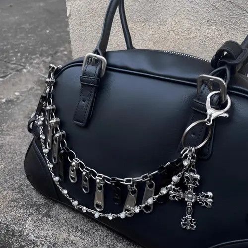 Jewelry Metal Cross Bag Chain Pearl Pendant Zipper Charm
