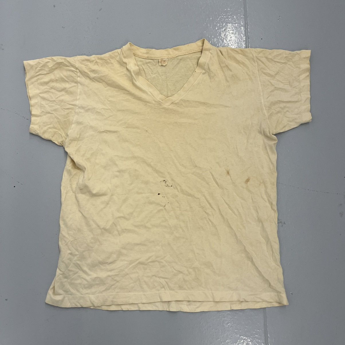 Other Vintage 60s Stedman Cream Blank Cotton V Neck T Shirt