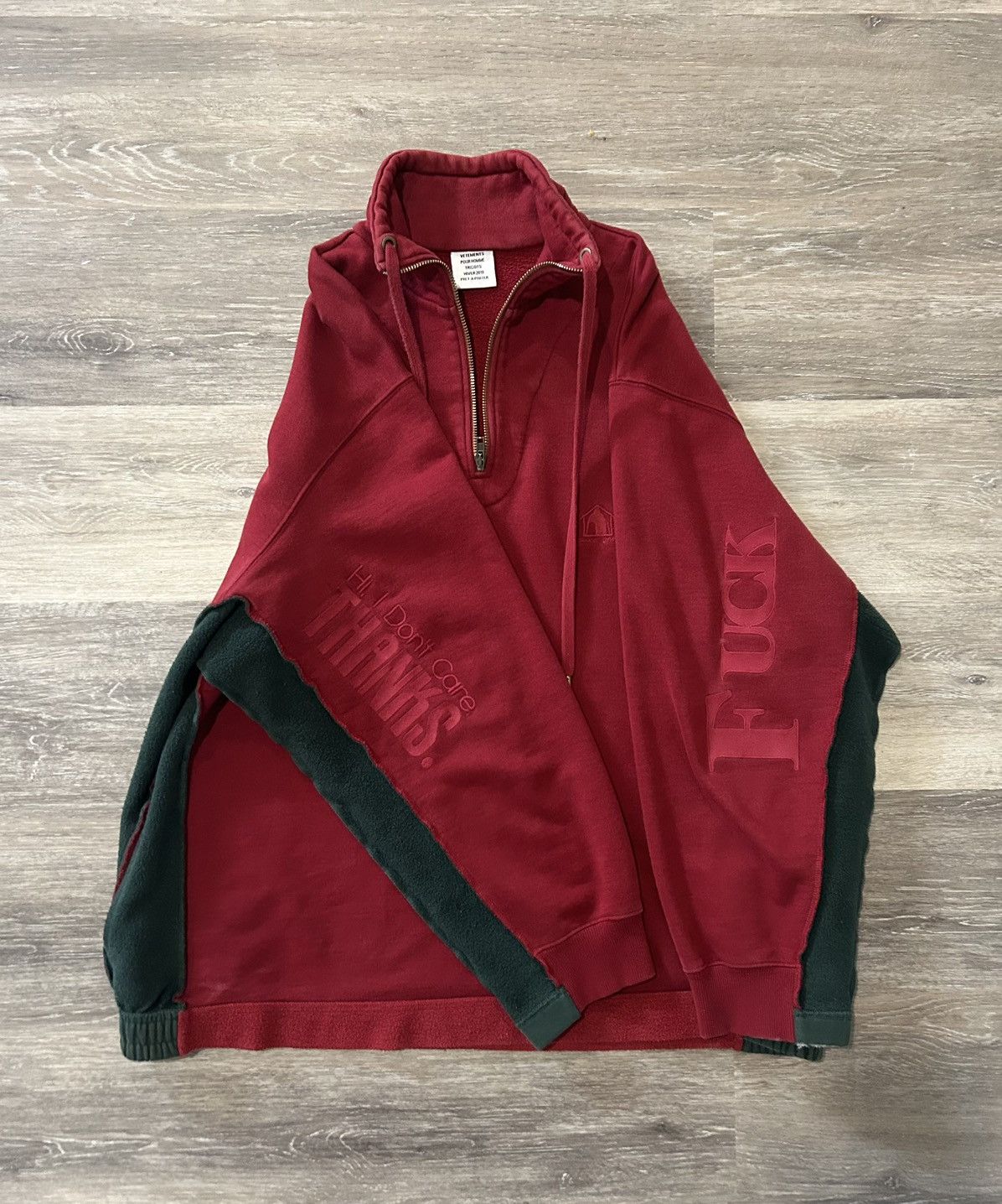 Rare Vetements Winter 2019 Inside Out Paneled Quarter Zip T-Shirts, Hoodie, Sweatshirt | FlexRushtees.com