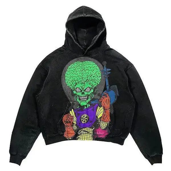 Vibe Vintage Streetwear Skeleton Graphic Hoodie Punk Gothic Style