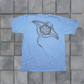 Vintage Crazy Shirts Mens Medium Blue Manta Ray Hawaiian Tribal T Shirt Adult Casual Beachwe