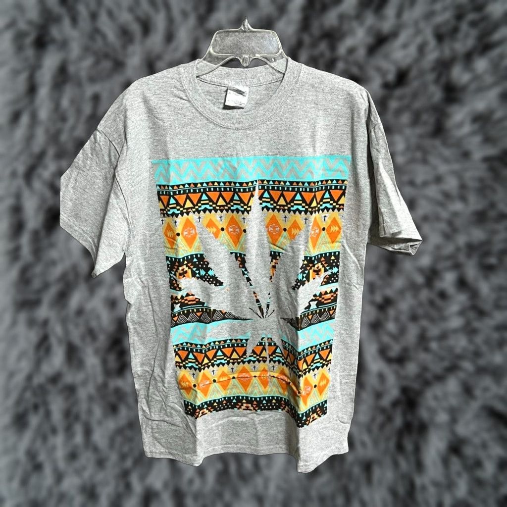Gildan Marijuana Leaf Shirt Medium Men Gray Gildan Heavy Cotton Crew Neck Short Sleeve Tee Aztec Boh