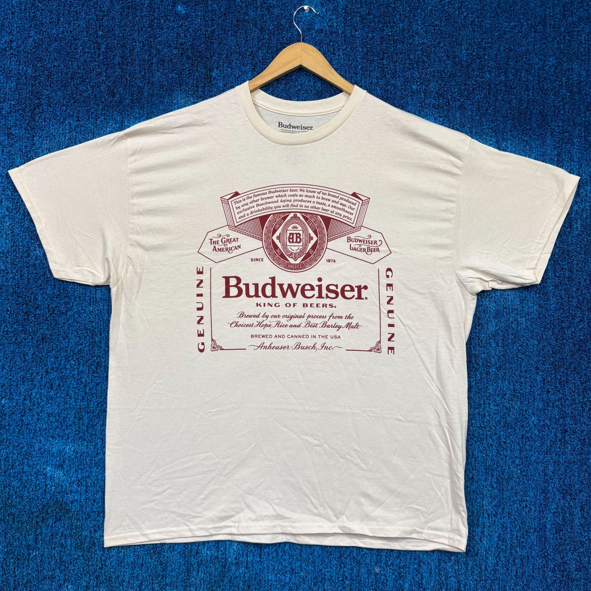 Budweiser King Of Beers Label Oversized Beer Promo Tee Xl Hoodie, Sweatshirt | FlexRushtees.com