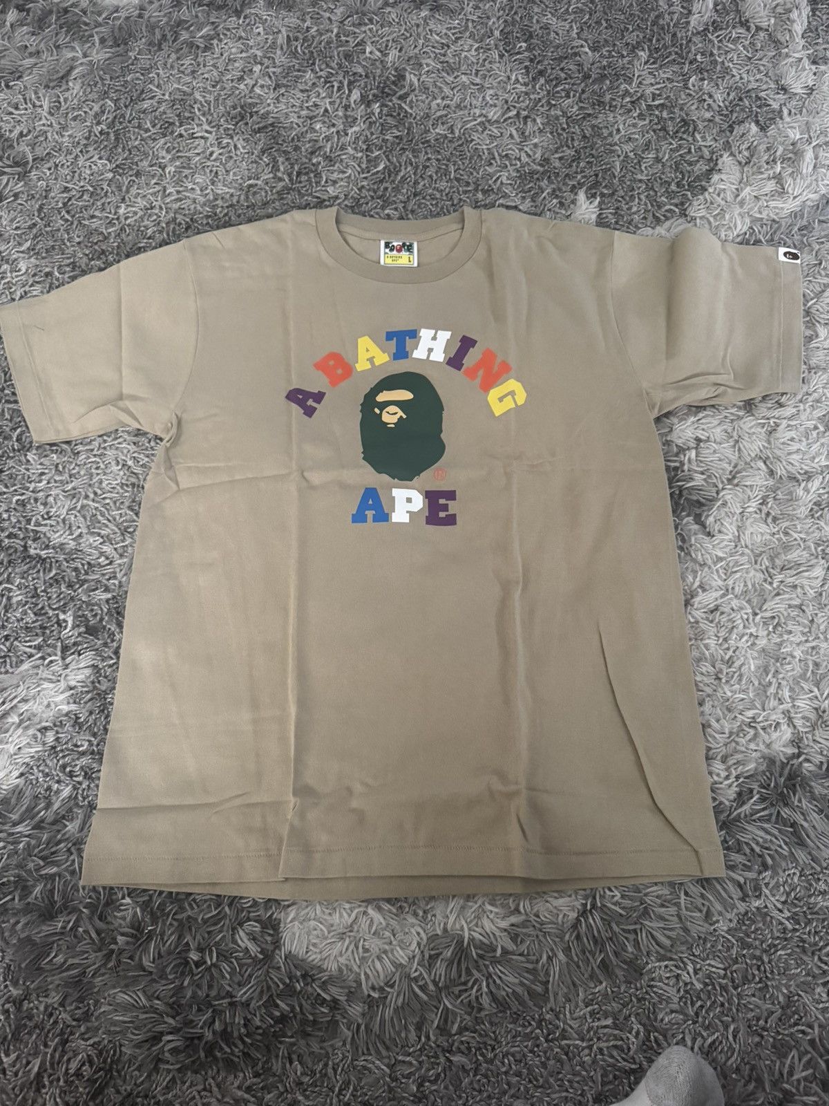 Bape Khaki College Tee In Large Hoodie, Sweatshirt | FlexRushtees.com